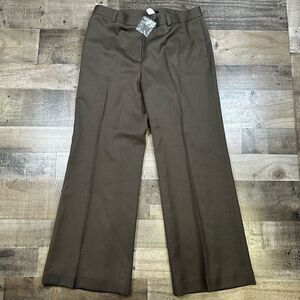 J Crew Women’s Size 12 Petite Dress Pants Brown Wide Leg Stretch Trousers NWT